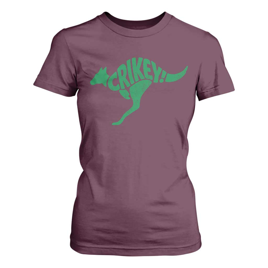 Crikey Australian Kangaroo Oz Slang Australia T Shirt For Women TS11 Maroon Print Your Wear