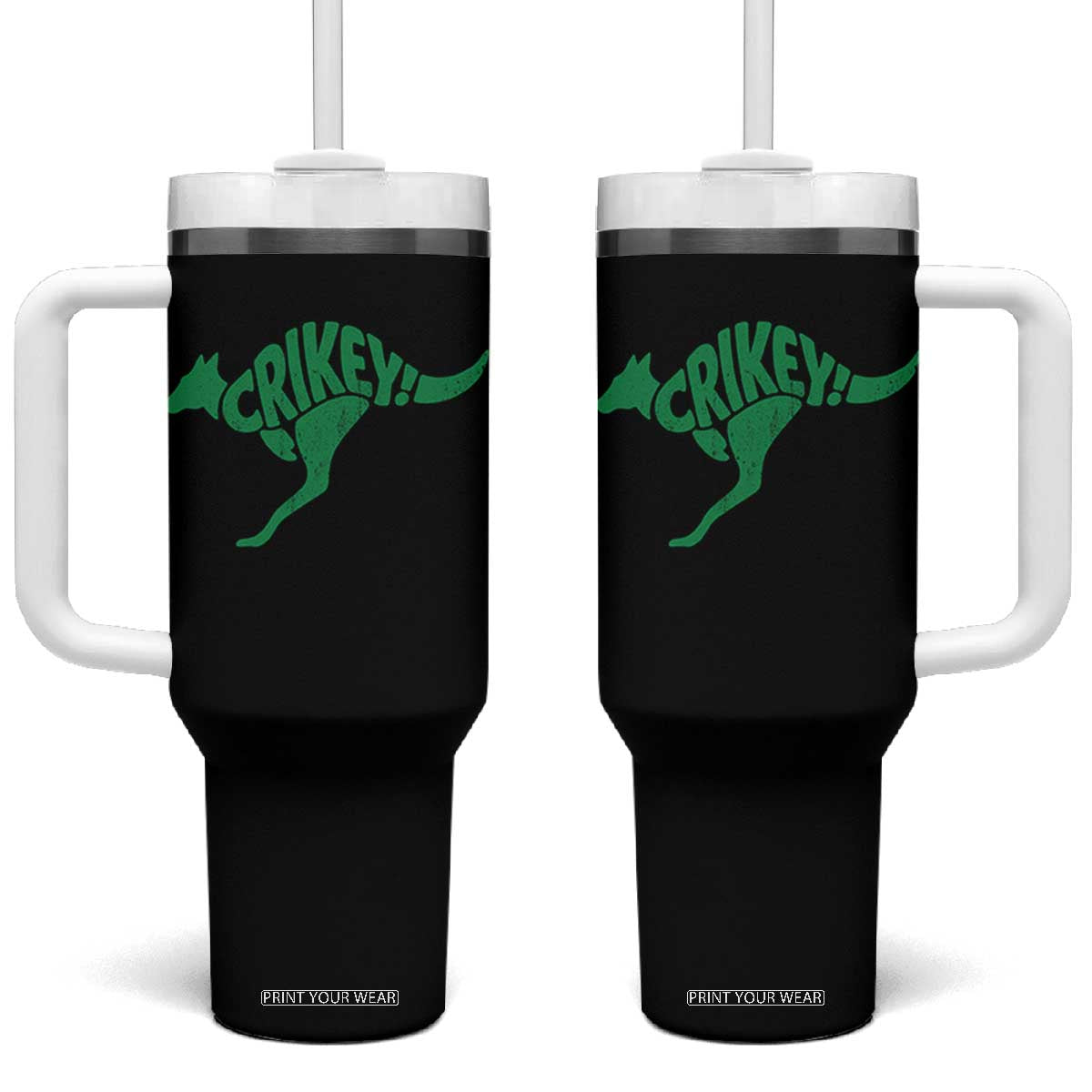 Crikey Australian Kangaroo Oz Slang Australia Tumbler With Handle TS11 One Size: 40 oz Black Print Your Wear