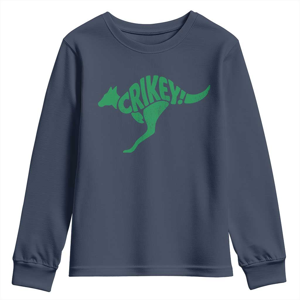 Crikey Australian Kangaroo Oz Slang Australia Youth Sweatshirt TS11 Navy Print Your Wear