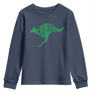 Crikey Australian Kangaroo Oz Slang Australia Youth Sweatshirt TS11 Navy Print Your Wear