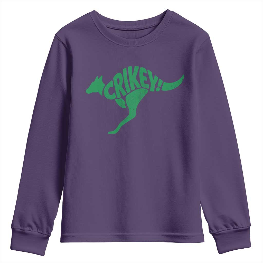 Crikey Australian Kangaroo Oz Slang Australia Youth Sweatshirt TS11 Purple Print Your Wear