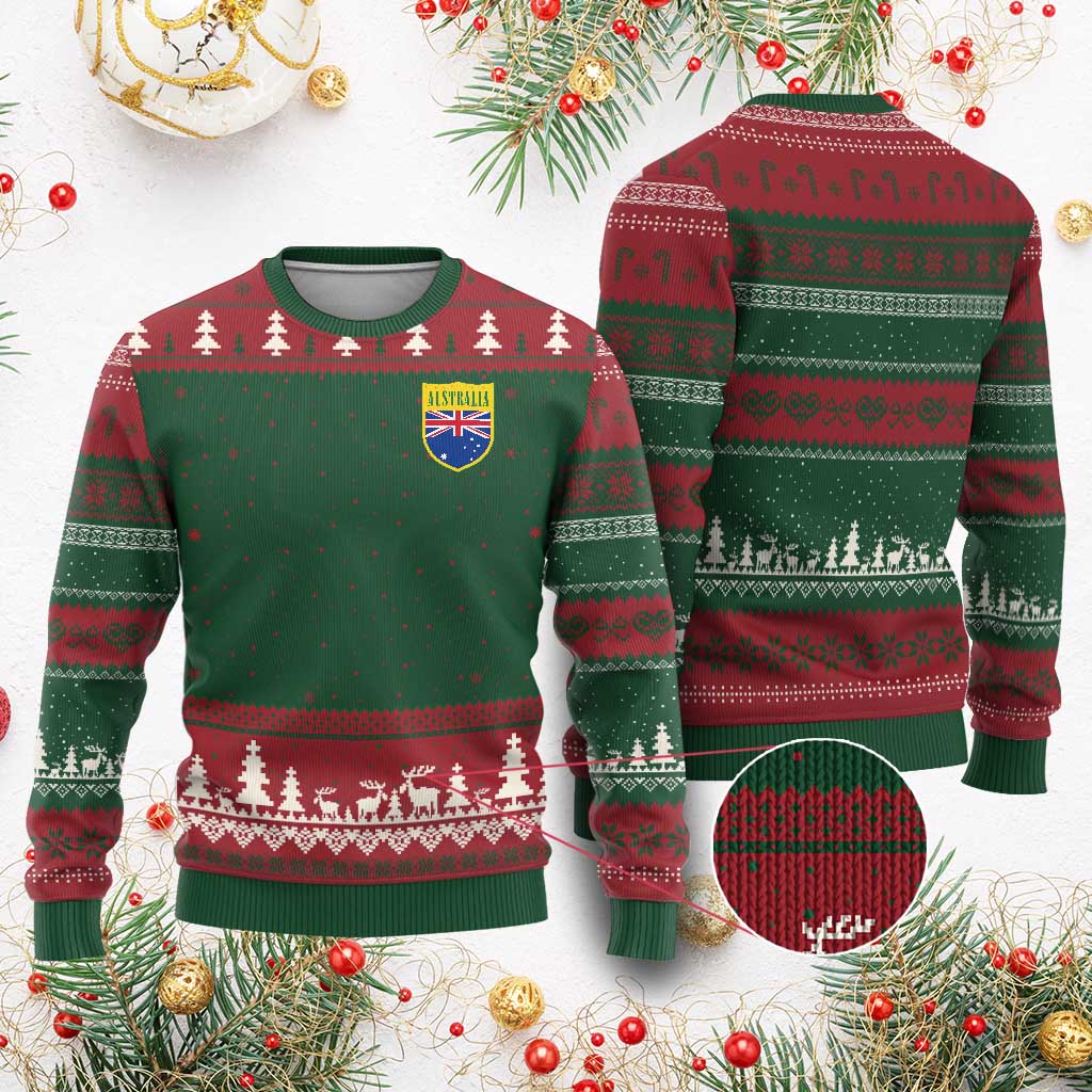 Australia Football Crest Australian Flag Pride Sporty Athletic Jersey Ugly Christmas Sweater TS11 Red Green Print Your Wear