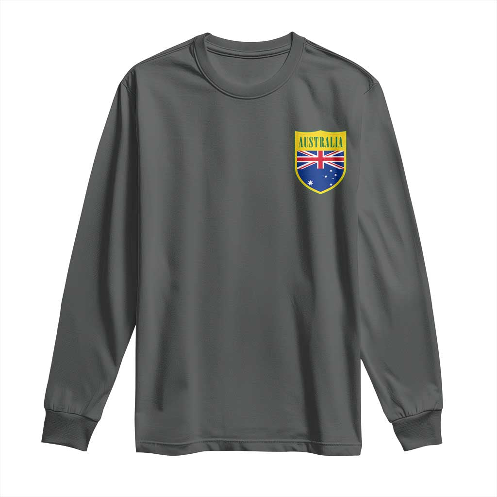 Australia Football Crest Australian Flag Pride Sporty Athletic Jersey Long Sleeve Shirt TS11 Dark Heather Print Your Wear