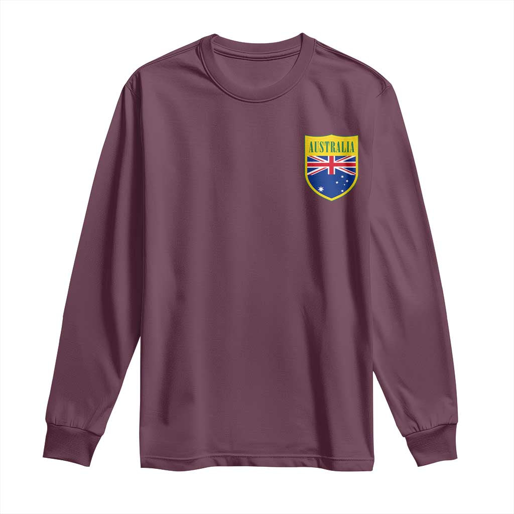 Australia Football Crest Australian Flag Pride Sporty Athletic Jersey Long Sleeve Shirt TS11 Maroon Print Your Wear