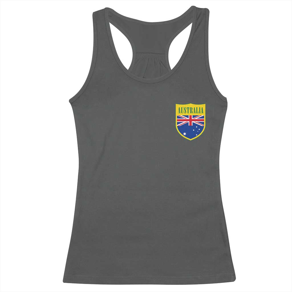 Australia Football Crest Australian Flag Pride Sporty Athletic Jersey Racerback Tank Top TS11 Dark Heather Print Your Wear