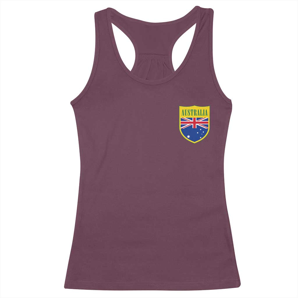 Australia Football Crest Australian Flag Pride Sporty Athletic Jersey Racerback Tank Top TS11 Maroon Print Your Wear