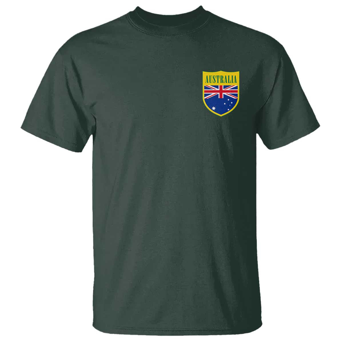 Australia Football Crest Australian Flag Pride Sporty Athletic Jersey T Shirt TS11 Dark Forest Green Print Your Wear