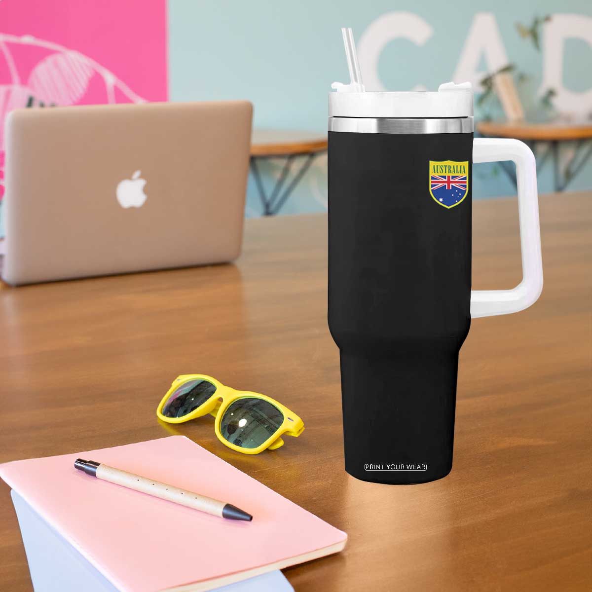 Australia Football Crest Australian Flag Pride Sporty Athletic Jersey Tumbler With Handle TS11 Print Your Wear
