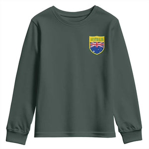 Australia Football Crest Australian Flag Pride Sporty Athletic Jersey Youth Sweatshirt TS11 Dark Forest Green Print Your Wear