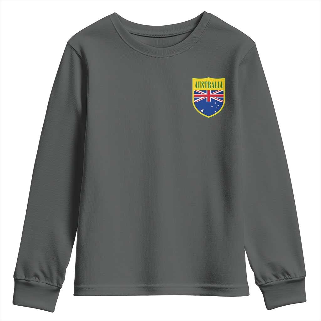 Australia Football Crest Australian Flag Pride Sporty Athletic Jersey Youth Sweatshirt TS11 Dark Heather Print Your Wear
