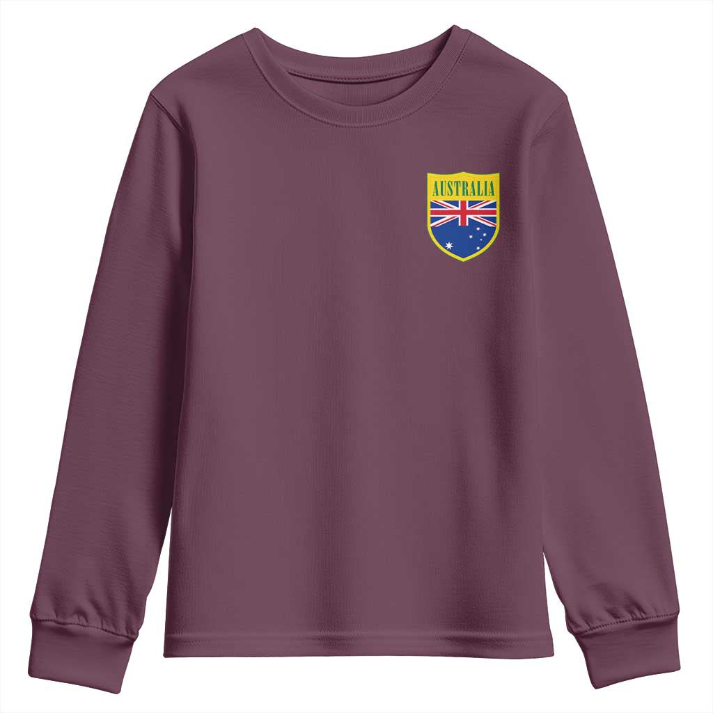 Australia Football Crest Australian Flag Pride Sporty Athletic Jersey Youth Sweatshirt TS11 Maroon Print Your Wear