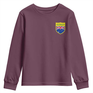 Australia Football Crest Australian Flag Pride Sporty Athletic Jersey Youth Sweatshirt TS11 Maroon Print Your Wear