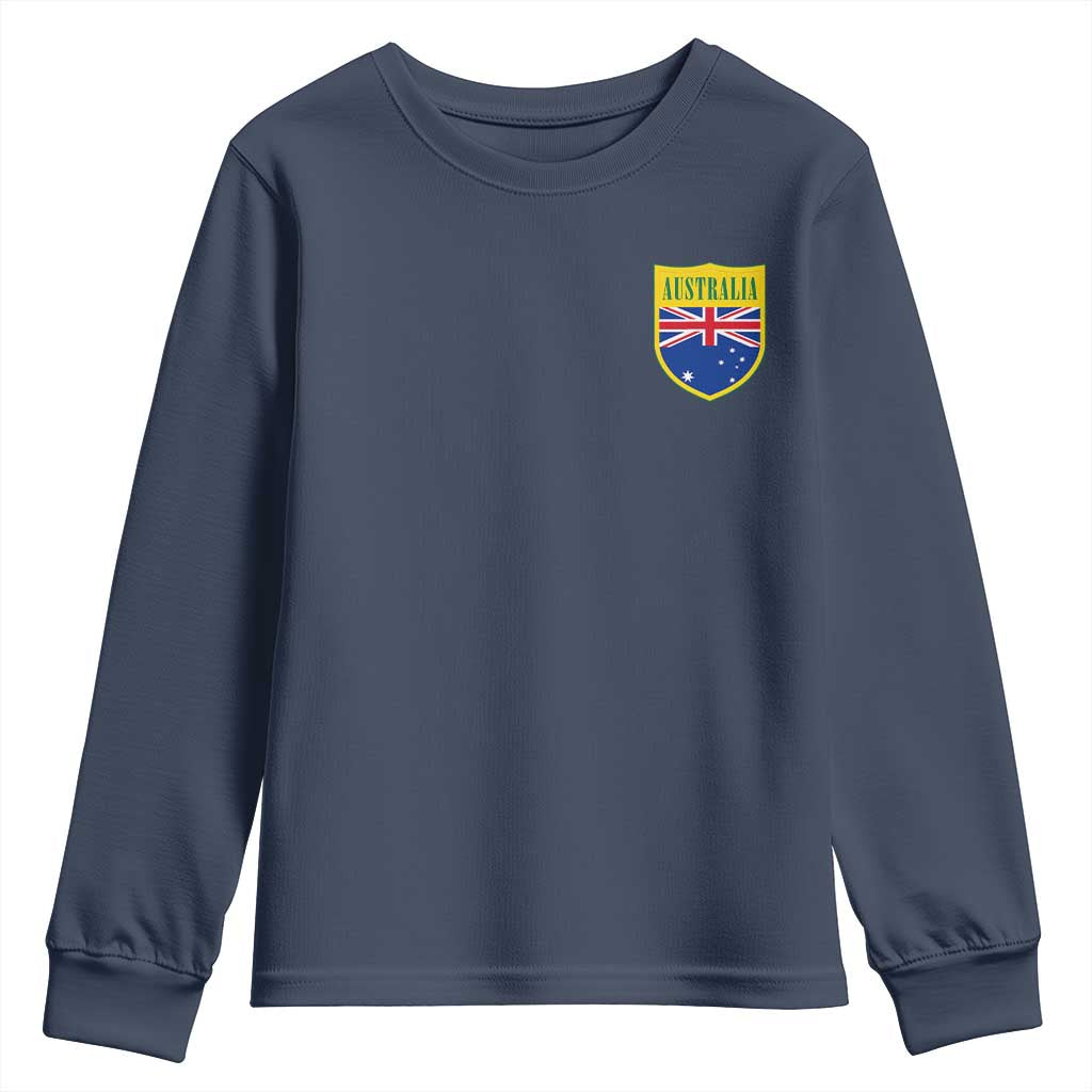 Australia Football Crest Australian Flag Pride Sporty Athletic Jersey Youth Sweatshirt TS11 Navy Print Your Wear