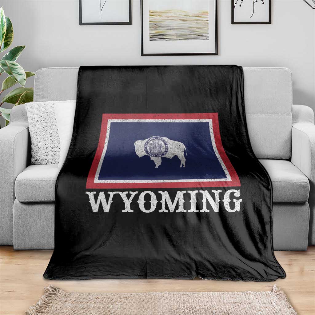Vintage State of Wyoming Flag Bison Cheyenne Jackson Hole Throw Blanket TS11 Print Your Wear