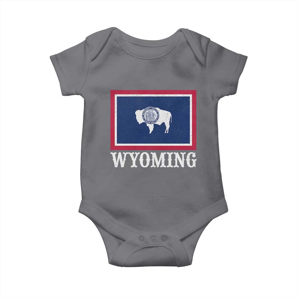 Vintage State of Wyoming Flag Bison Cheyenne Jackson Hole Baby Onesie TS11 Charcoal Print Your Wear