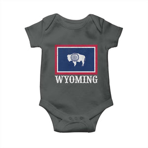 Vintage State of Wyoming Flag Bison Cheyenne Jackson Hole Baby Onesie TS11 Dark Heather Print Your Wear