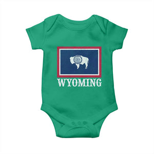 Vintage State of Wyoming Flag Bison Cheyenne Jackson Hole Baby Onesie TS11 Irish Green Print Your Wear