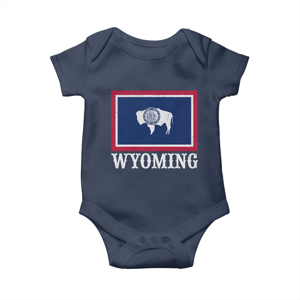 Vintage State of Wyoming Flag Bison Cheyenne Jackson Hole Baby Onesie TS11 Navy Print Your Wear