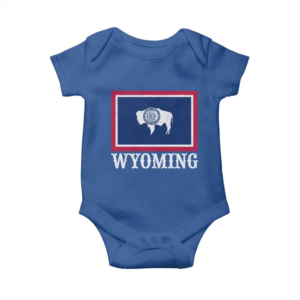 Vintage State of Wyoming Flag Bison Cheyenne Jackson Hole Baby Onesie TS11 Royal Blue Print Your Wear