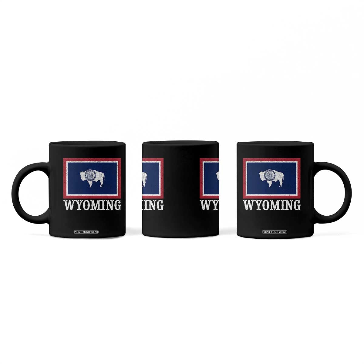 Vintage State of Wyoming Flag Bison Cheyenne Jackson Hole Coffee Mug TS11 Print Your Wear