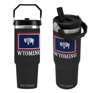 Vintage State of Wyoming Flag Bison Cheyenne Jackson Hole Flip Straw Tumbler TS11 One Size: 30 oz Black Print Your Wear