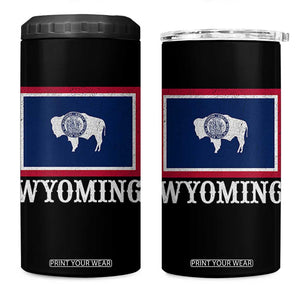 Vintage State of Wyoming Flag Bison Cheyenne Jackson Hole 4 in 1 Can Cooler Tumbler TS11 One Size: 16 oz Black Print Your Wear