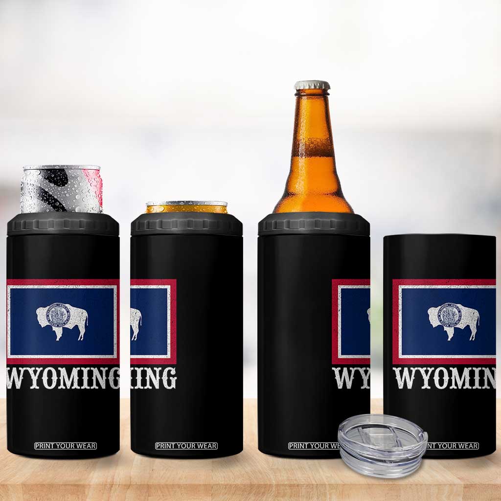 Vintage State of Wyoming Flag Bison Cheyenne Jackson Hole 4 in 1 Can Cooler Tumbler TS11 Print Your Wear