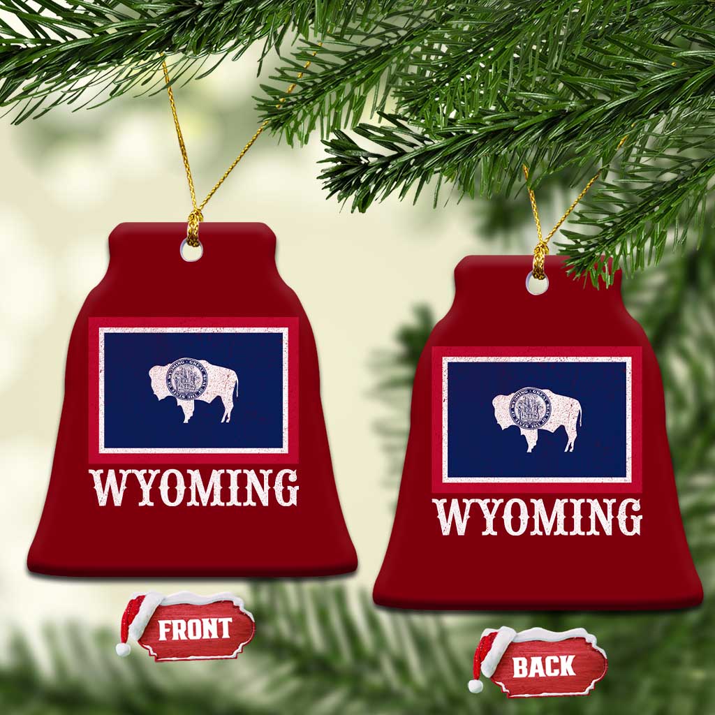Vintage State of Wyoming Flag Bison Cheyenne Jackson Hole Ceramic Ornament TS11 Print Your Wear