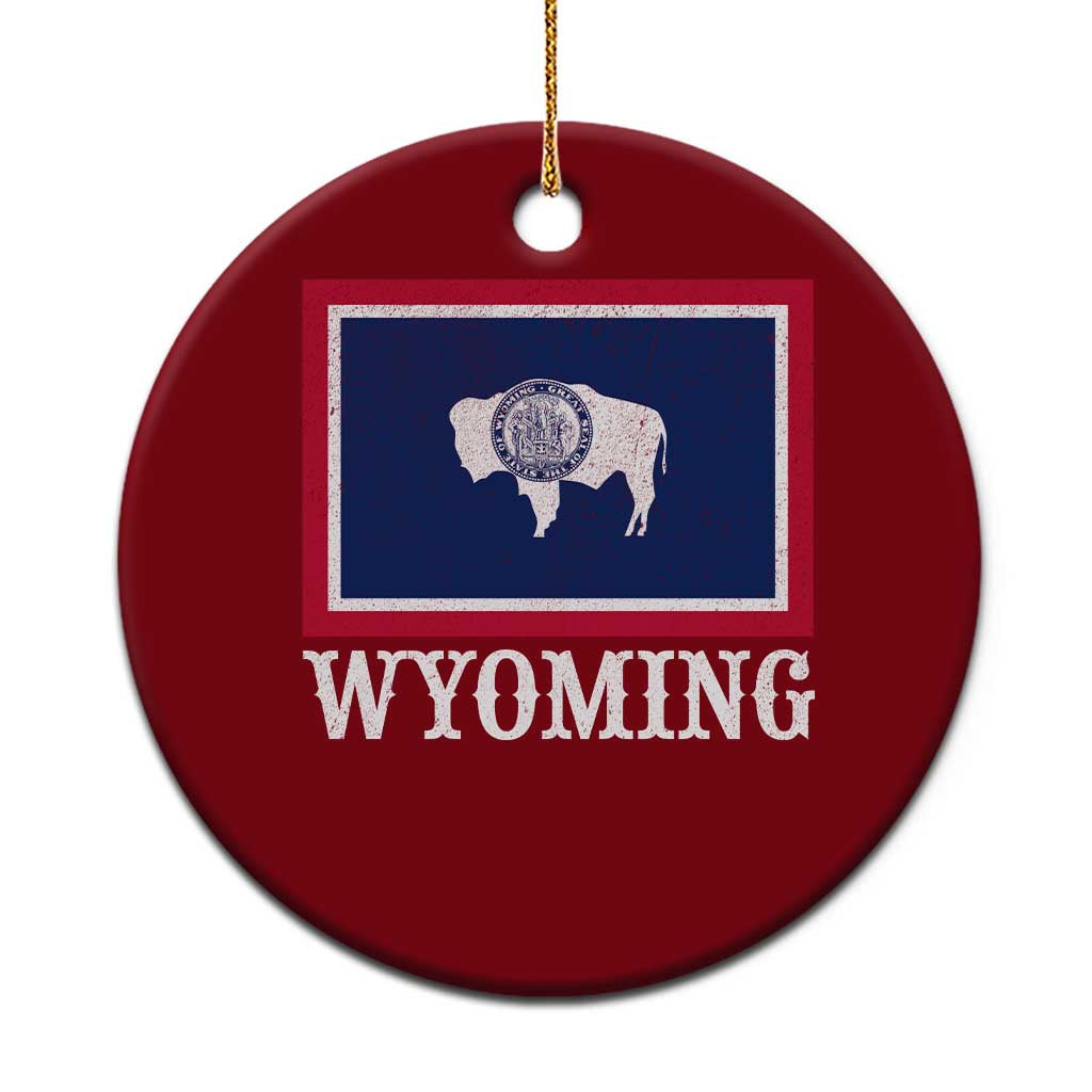 Vintage State of Wyoming Flag Bison Cheyenne Jackson Hole Ceramic Ornament TS11 1pc Red Print Your Wear