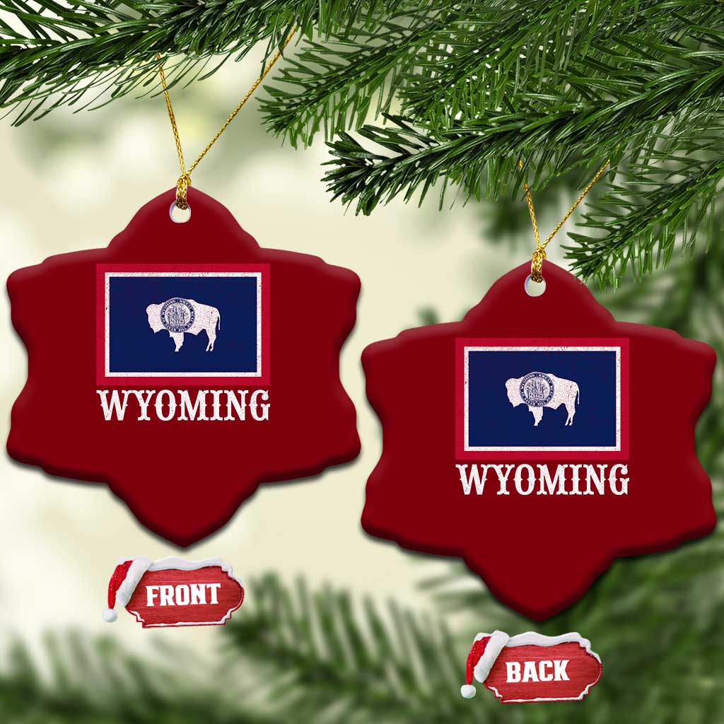 Vintage State of Wyoming Flag Bison Cheyenne Jackson Hole Ceramic Ornament TS11 Print Your Wear