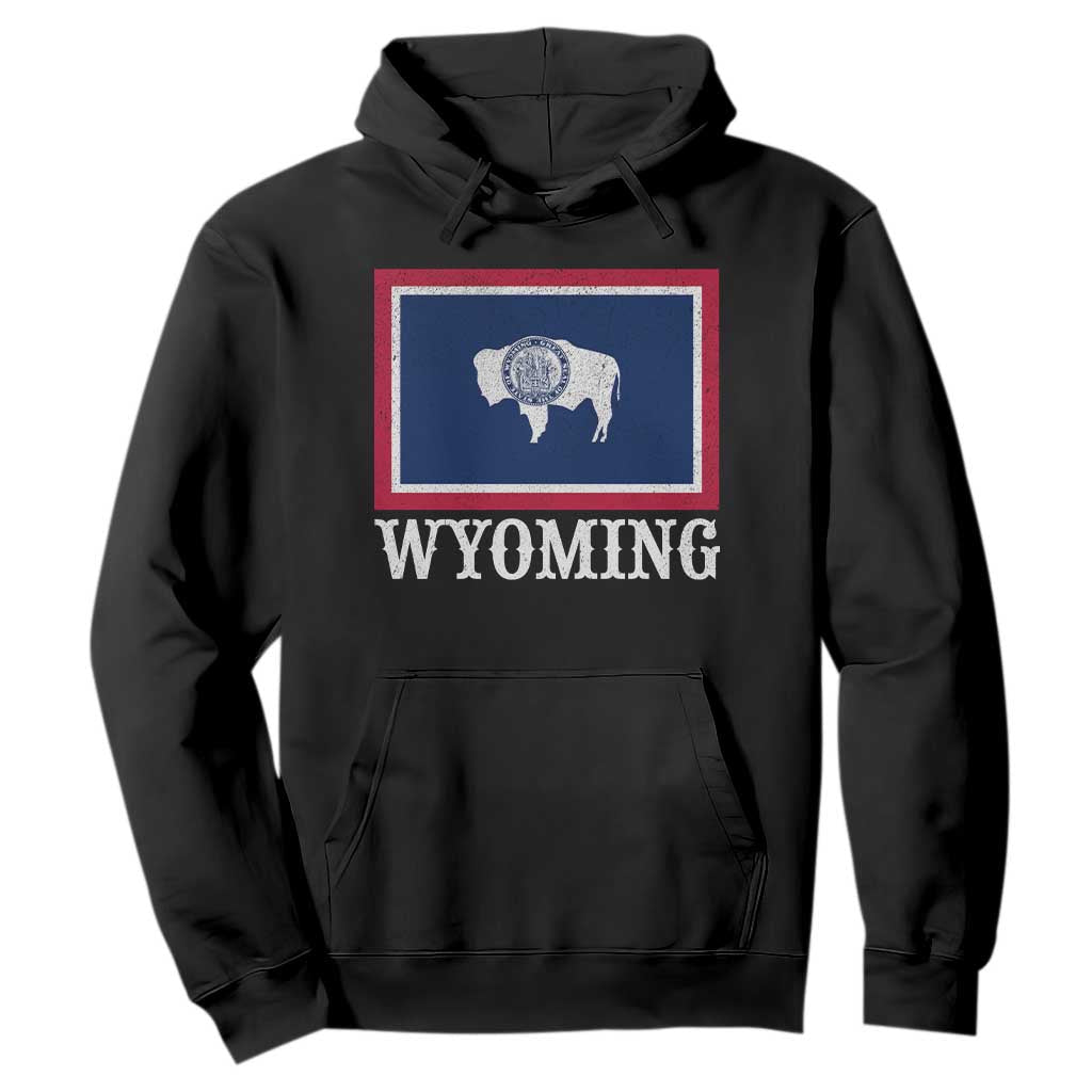 Vintage State of Wyoming Flag Bison Cheyenne Jackson Hole Hoodie TS11 Black Print Your Wear