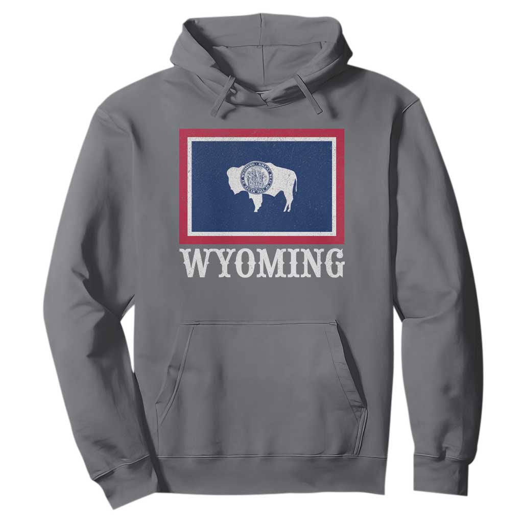 Vintage State of Wyoming Flag Bison Cheyenne Jackson Hole Hoodie TS11 Charcoal Print Your Wear