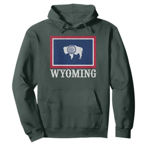 Vintage State of Wyoming Flag Bison Cheyenne Jackson Hole Hoodie TS11 Dark Forest Green Print Your Wear