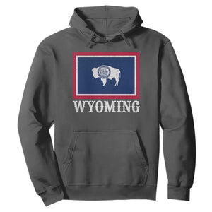 Vintage State of Wyoming Flag Bison Cheyenne Jackson Hole Hoodie TS11 Dark Heather Print Your Wear