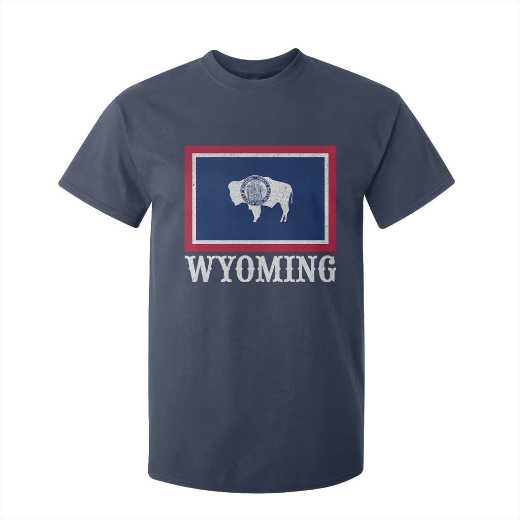 Vintage State of Wyoming Flag Bison Cheyenne Jackson Hole T Shirt For Kid TS11 Navy Print Your Wear