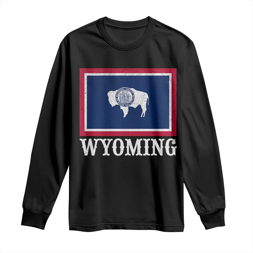 Vintage State of Wyoming Flag Bison Cheyenne Jackson Hole Long Sleeve Shirt TS11 Black Print Your Wear