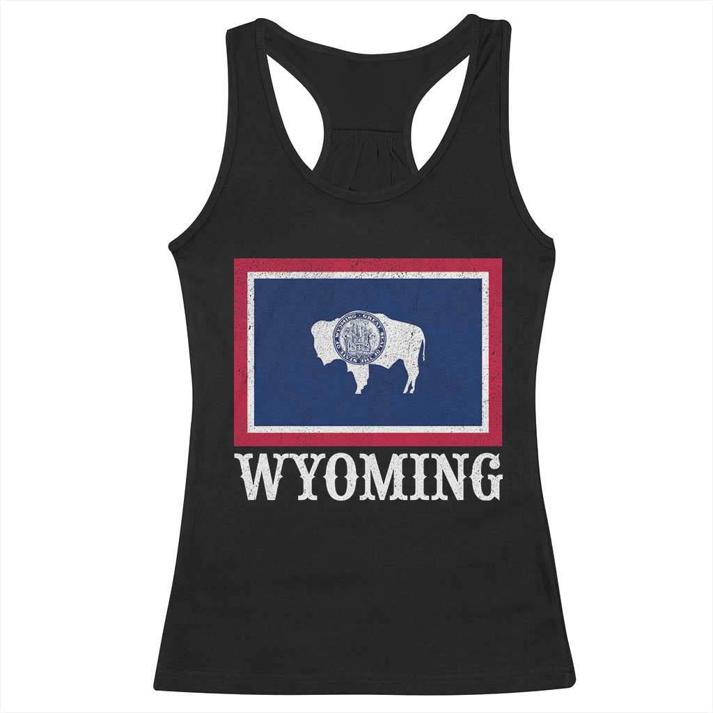 Vintage State of Wyoming Flag Bison Cheyenne Jackson Hole Racerback Tank Top TS11 Black Print Your Wear