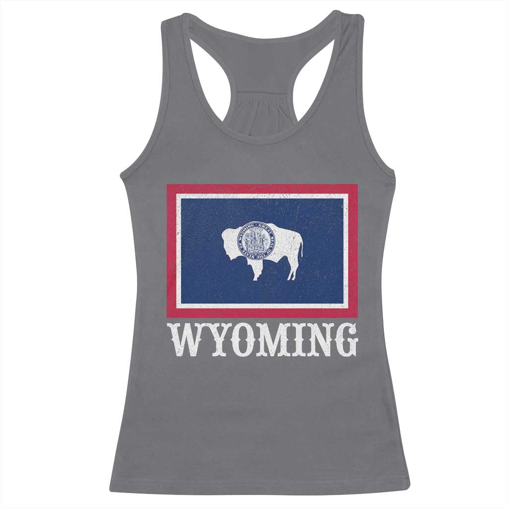 Vintage State of Wyoming Flag Bison Cheyenne Jackson Hole Racerback Tank Top TS11 Charcoal Print Your Wear