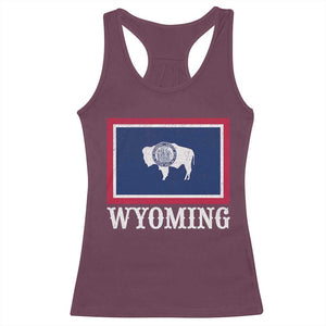 Vintage State of Wyoming Flag Bison Cheyenne Jackson Hole Racerback Tank Top TS11 Maroon Print Your Wear