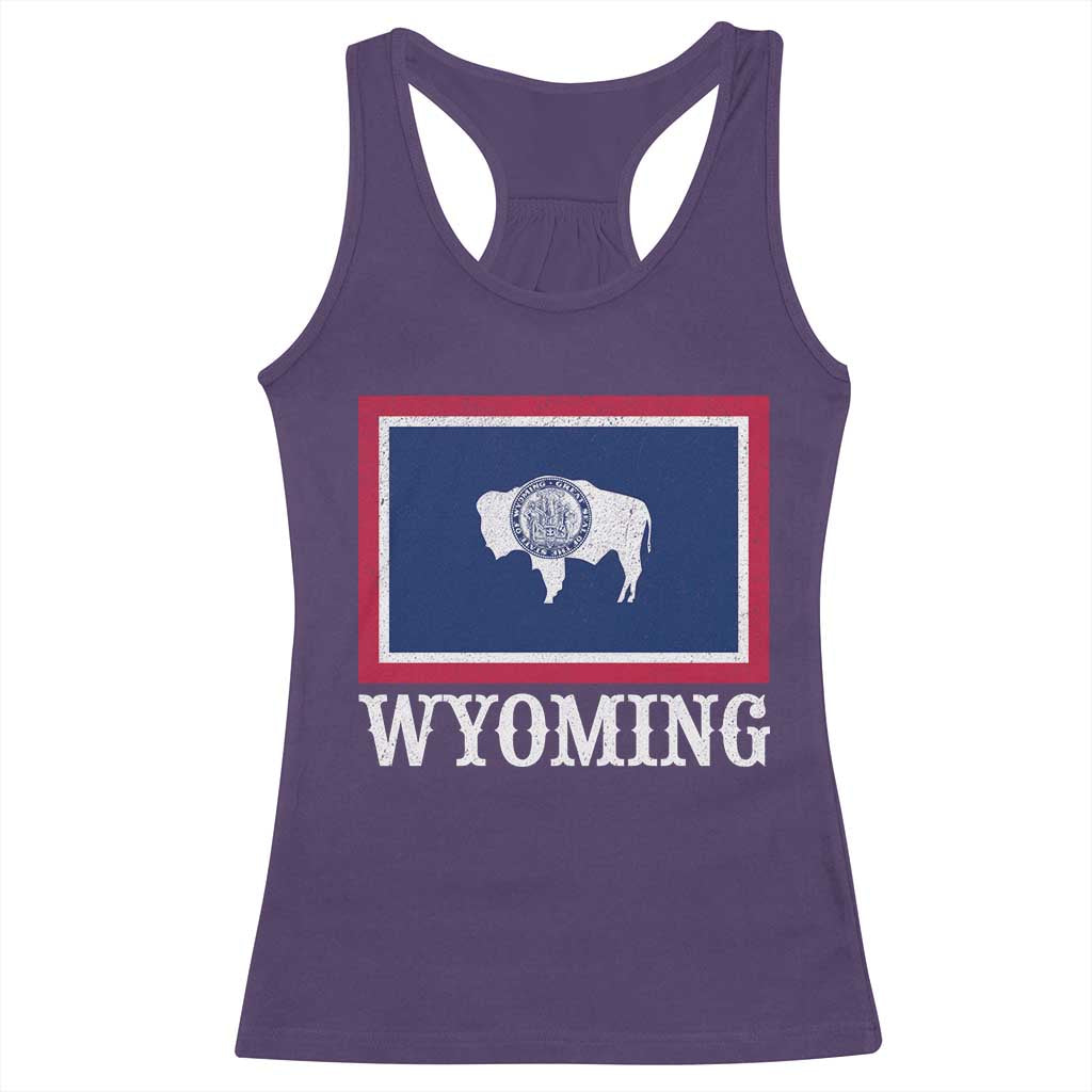 Vintage State of Wyoming Flag Bison Cheyenne Jackson Hole Racerback Tank Top TS11 Purple Print Your Wear