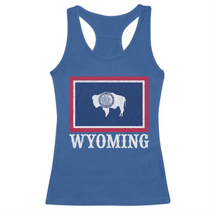 Vintage State of Wyoming Flag Bison Cheyenne Jackson Hole Racerback Tank Top TS11 Royal Blue Print Your Wear