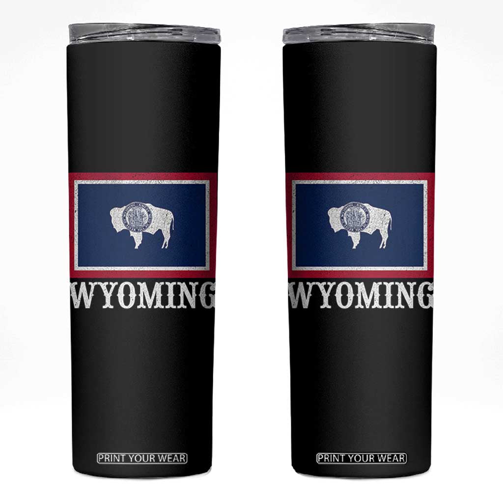 Vintage State of Wyoming Flag Bison Cheyenne Jackson Hole Skinny Tumbler TS11 Black Print Your Wear