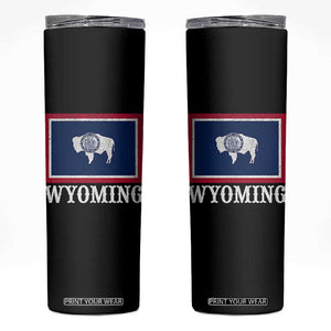 Vintage State of Wyoming Flag Bison Cheyenne Jackson Hole Skinny Tumbler TS11 Black Print Your Wear