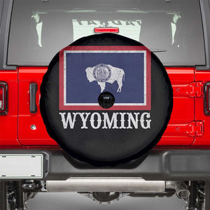 Vintage State of Wyoming Flag Bison Cheyenne Jackson Hole Spare Tire Cover TS11 Black Print Your Wear