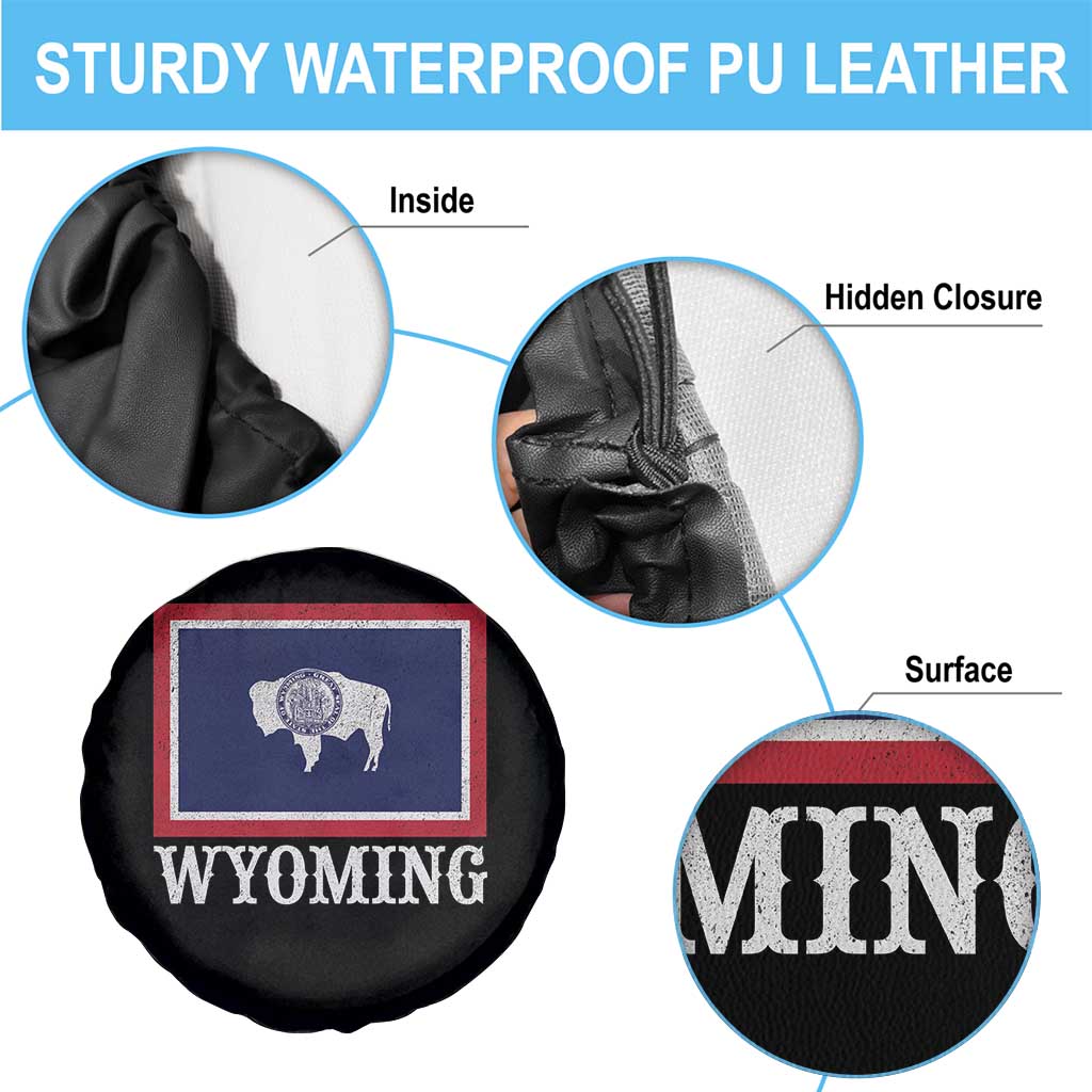 Vintage State of Wyoming Flag Bison Cheyenne Jackson Hole Spare Tire Cover TS11 Print Your Wear