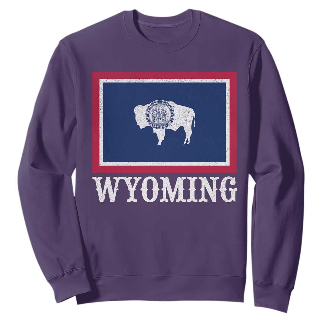 Vintage State of Wyoming Flag Bison Cheyenne Jackson Hole Sweatshirt TS11 S Purple Print Your Wear