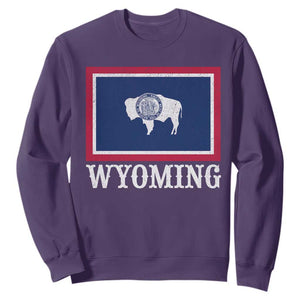 Vintage State of Wyoming Flag Bison Cheyenne Jackson Hole Sweatshirt TS11 S Purple Print Your Wear