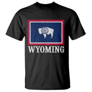 Vintage State of Wyoming Flag Bison Cheyenne Jackson Hole T Shirt TS11 Black Print Your Wear