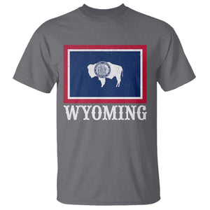 Vintage State of Wyoming Flag Bison Cheyenne Jackson Hole T Shirt TS11 Charcoal Print Your Wear