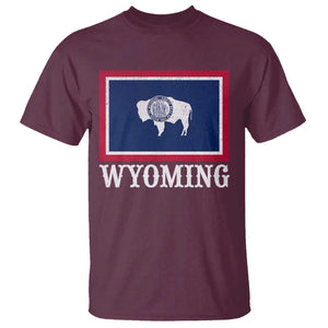 Vintage State of Wyoming Flag Bison Cheyenne Jackson Hole T Shirt TS11 Maroon Print Your Wear